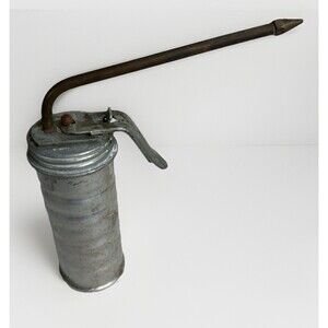 Eagle Vintage Metal Oil Can Pump Oiler Long Spout Grease Gun Lever Handle Thumb